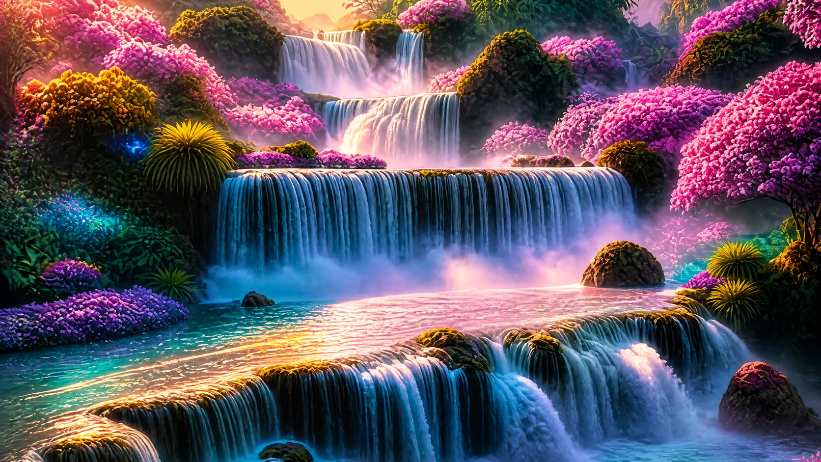 Who We Really Are free printable poster with enchanted waterfall landscape